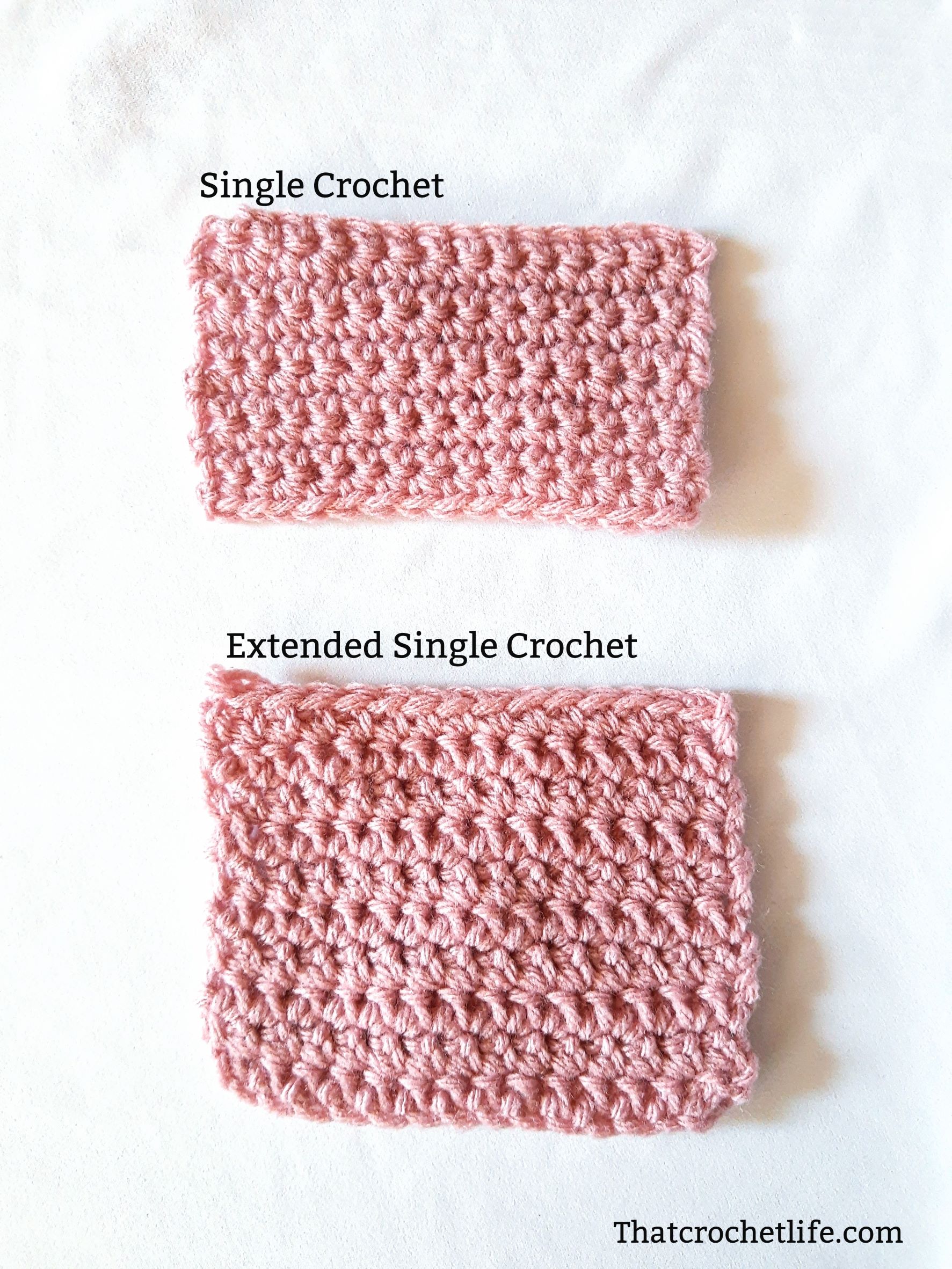 Comparison: Single Crochet vs Extended Single Crochet vs Half Double ...